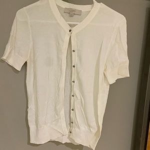 White button up sweater